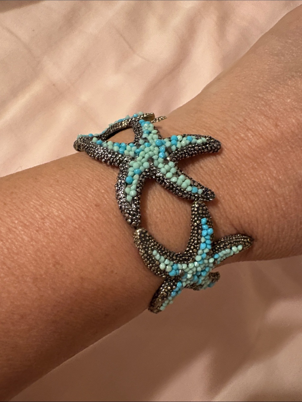 Turquoise Tri-color Starfish Beaded Bracelet - Women Jewelry